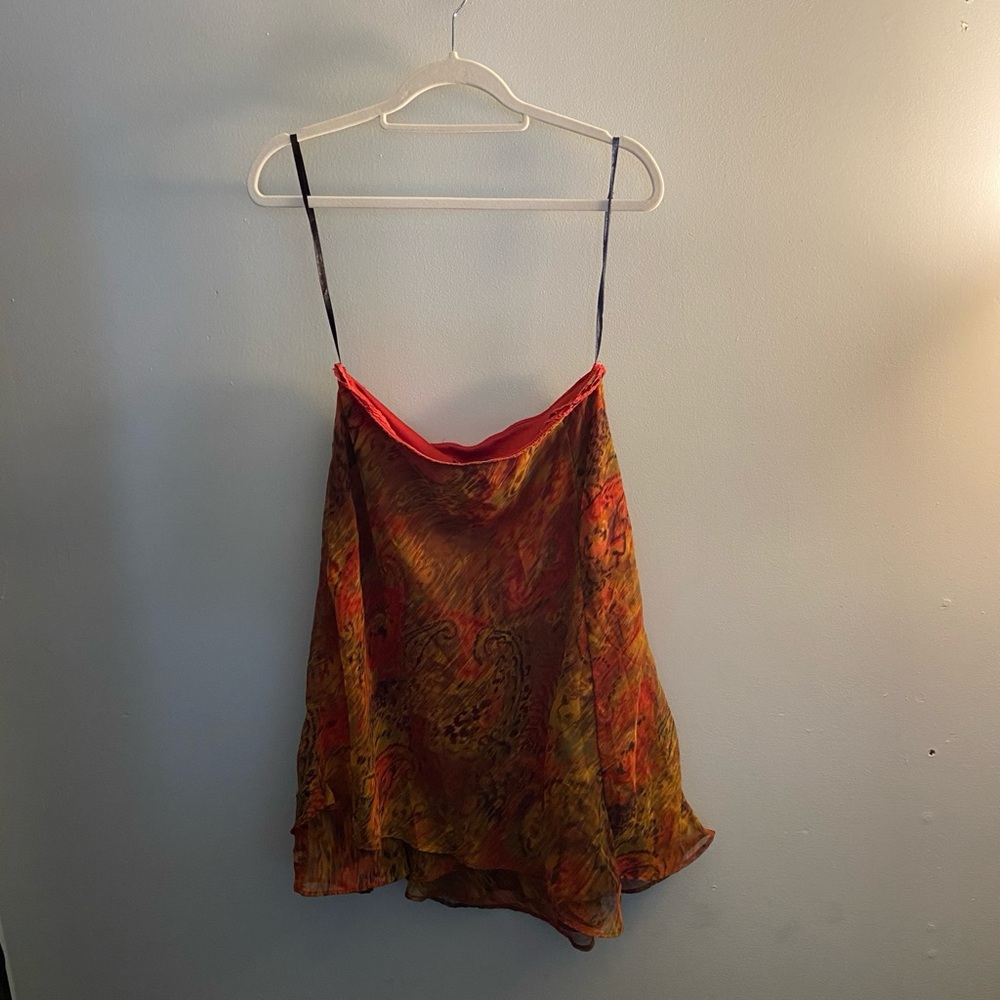 Connected Apparel Petite Women’s Medium – Red/Orange Abstract Sleeveless Dress